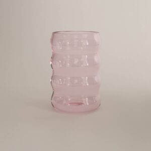Pink Ripple Borosilicate Drinking Tumbler 12 oz