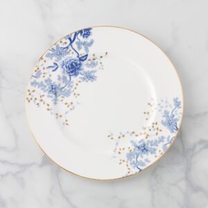 Blue Floral Bone China Dinner Plate with Gold Trim