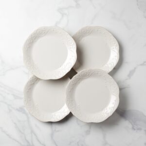 Beaded Stoneware Dinner Plates, Set of 4