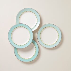 Tropical Palm Border Porcelain Dinner Plates, Set of 4