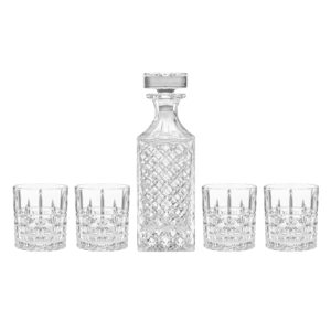 Starburst Cut Whiskey Decanter & Glass Set, 5-Piece